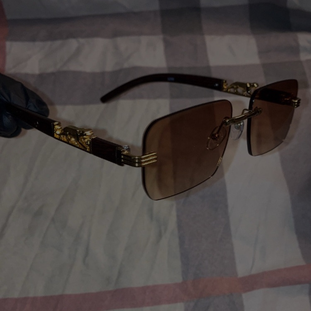 SALE! Dark Brown Gold rounded rimless gradient designer luxury glasses NEW unisx